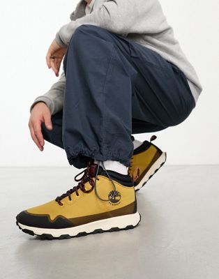 Timberland winsor trail mid fabric boots in wheat ripstop