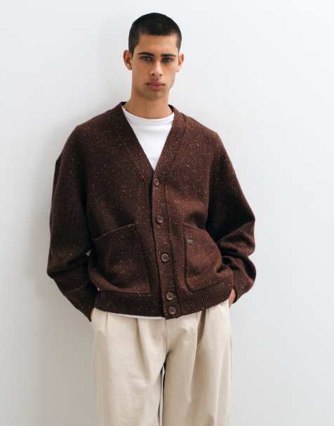 Timberland Wool blend speckle yarn cardigan in chicory coffe heather - view 1