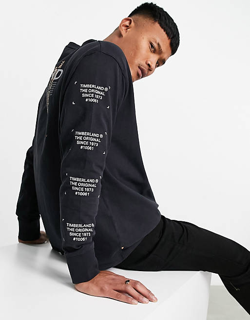 Timberland Workwear back print long sleeve t-shirt in black