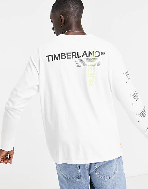 Timberland Workwear back print long sleeve t-shirt in white