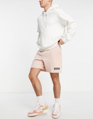 Timberland Woven Badge sweat shorts in pink