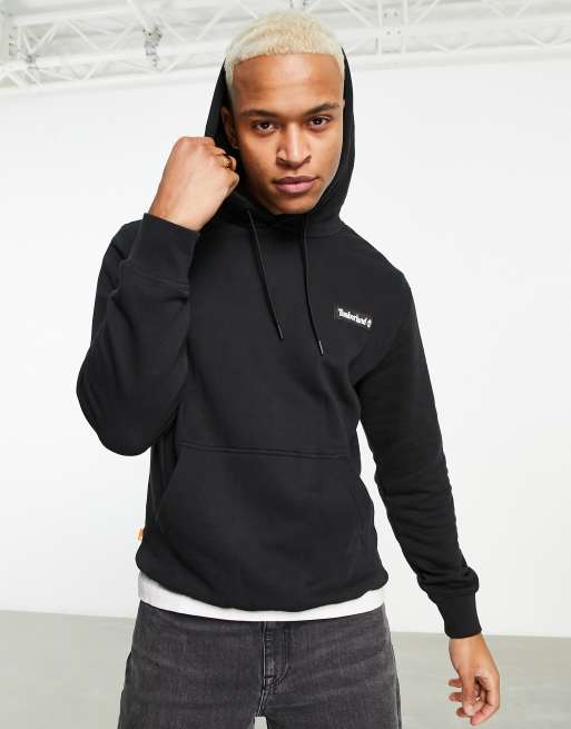 Timberland woven logo hoodie in black