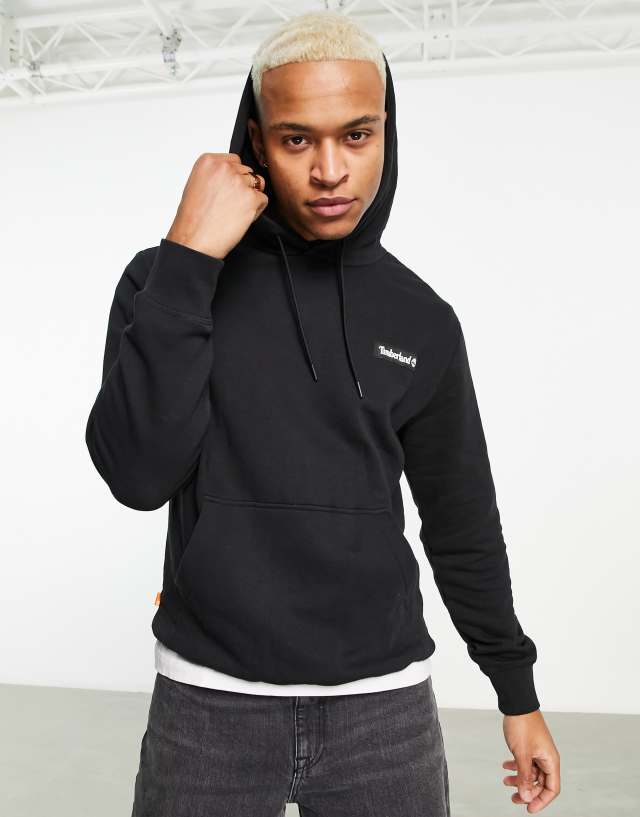 Timberland woven logo hoodie in black