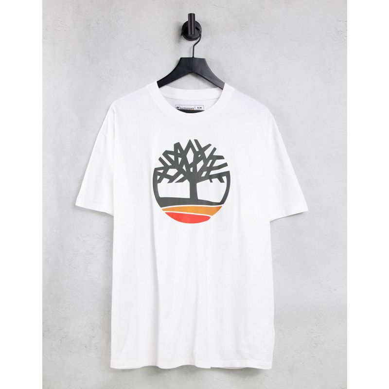 Uomo Activewear Timberland x Raeburn - T-shirt bianca con logo con albero