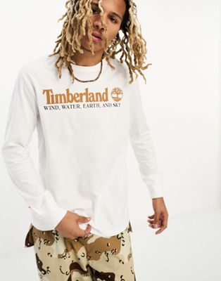 Timberland yc archive logo long sleeve t-shirt in white - ASOS Price Checker