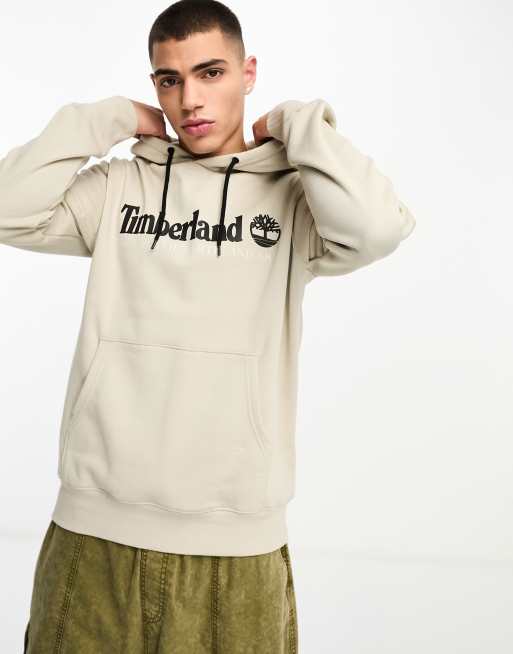 Timberland – YC – Kapuzenpullover in Steinbeige mit Retro-Logo