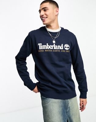 Timberland yc archive logo sweatshirt in navy - ASOS Price Checker