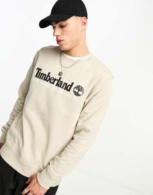 Timberland – YC – Sweatshirt in Steinbeige mit Retro-Logo