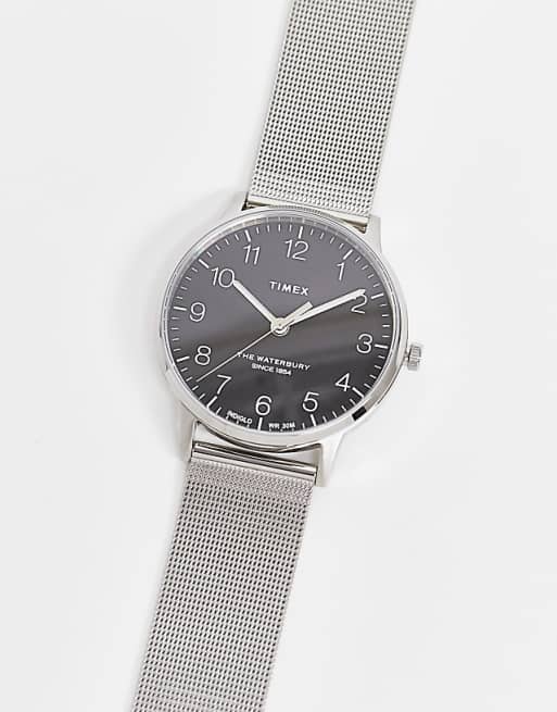 Timex mesh band watch in silver | ASOS