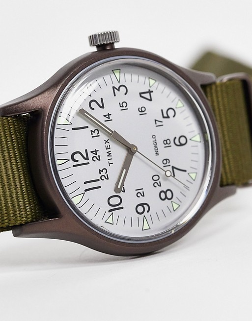 Timex olive watch with fabric strap