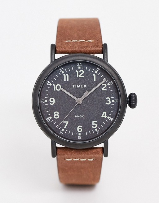 Timex Standard leather watch in brown 40mm