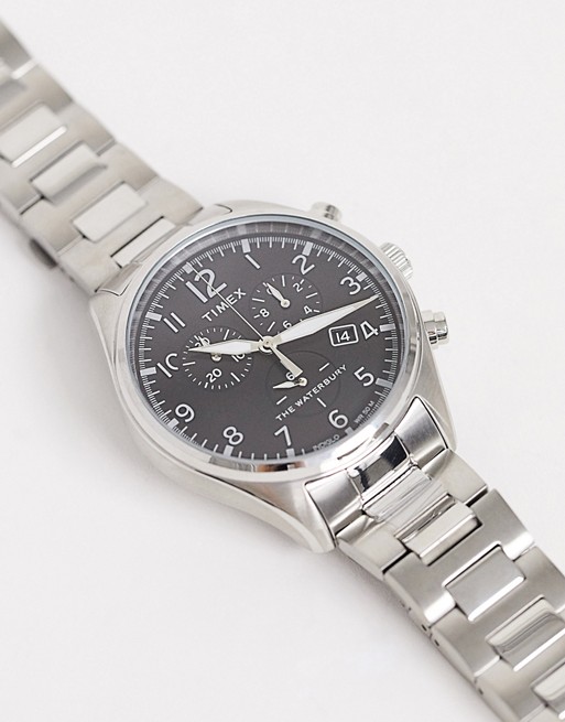 Timex Waterbury Chronograph bracelet watch in silver 42mm