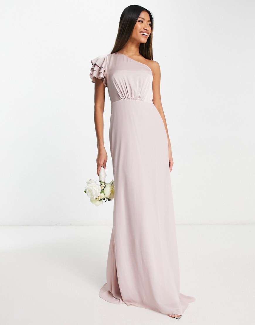 TNFC Bridesmaid one shoulder maxi dress in pink