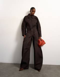 Tolu Coker x Topshop barrel high rise jean circular design in brown rinse