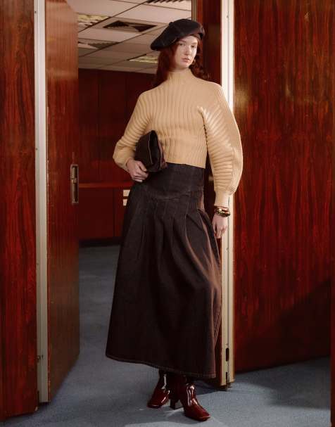 Tolu Coker x Topshop – Beige, stickad tröja med ovala ärmar - view 1