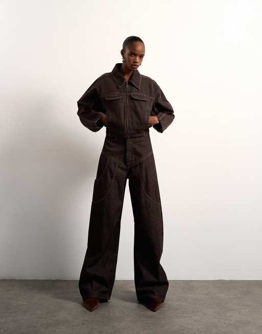 Tolu Coker x Topshop - Circular Design - Brun denimjakke med barrel-snit, 2 af 4