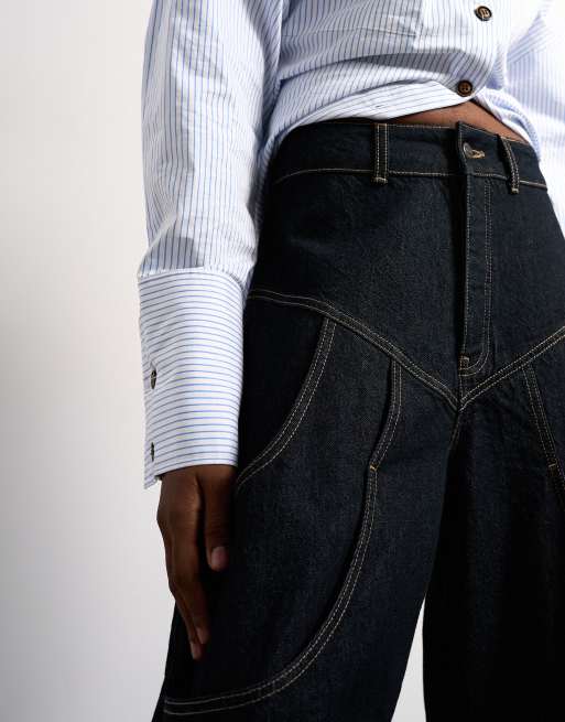 Tolu Coker x Topshop - Circular Design - Højtaljede indigoblå barrel-jeans, 2 af 8