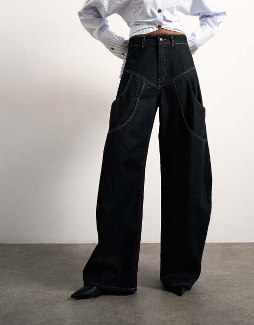 Tolu Coker x Topshop - Circular Design - Højtaljede indigoblå barrel-jeans, 3 af 8