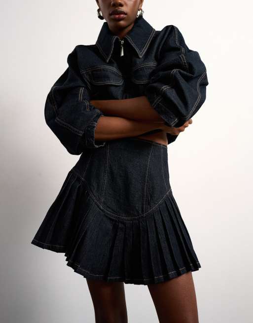 strapless open back dress Dreamy Blue Denim Pleated Skirt Set – SheLikesBVI.com main image 1