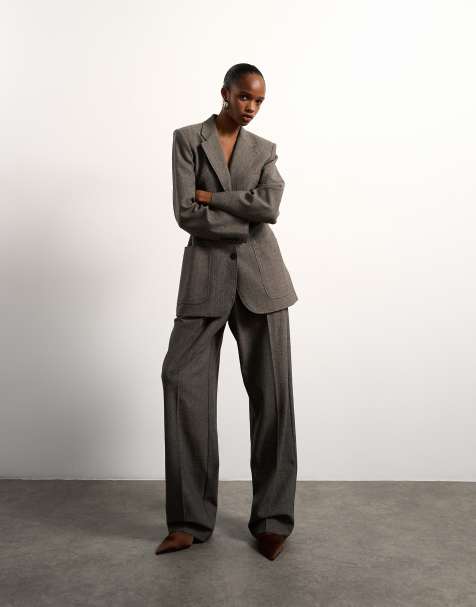 Tolu Coker x Topshop - Gråbrune skræddersyede bukser - view 1