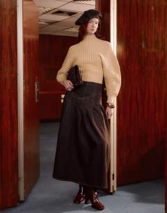 Tolu Coker x Topshop knitted ovoid sleeve jumper in beige