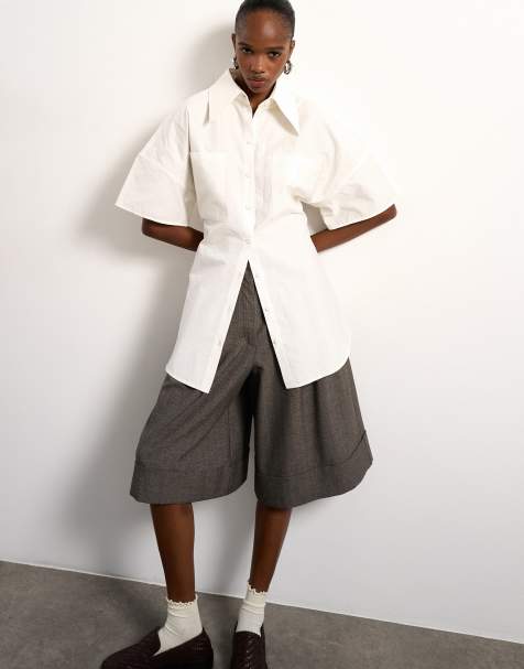Tolu Coker x Topshop – Kurzärmliges Hemd in Ecru - view 1