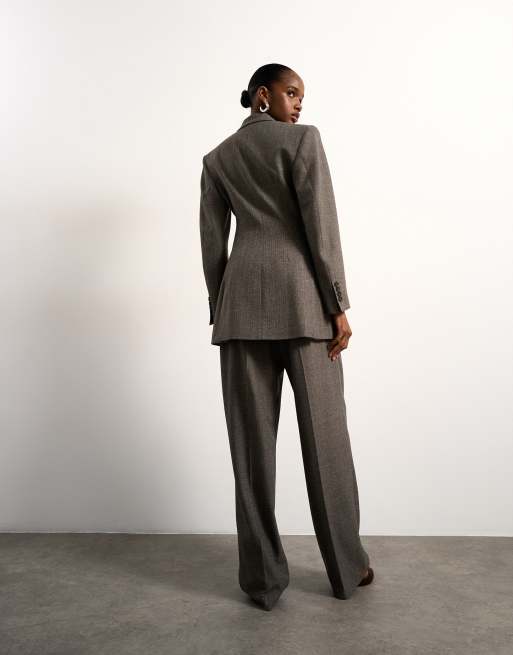 Tolu Coker x Topshop – Szarobrązowe dopasowane spodnie, 4 z 5