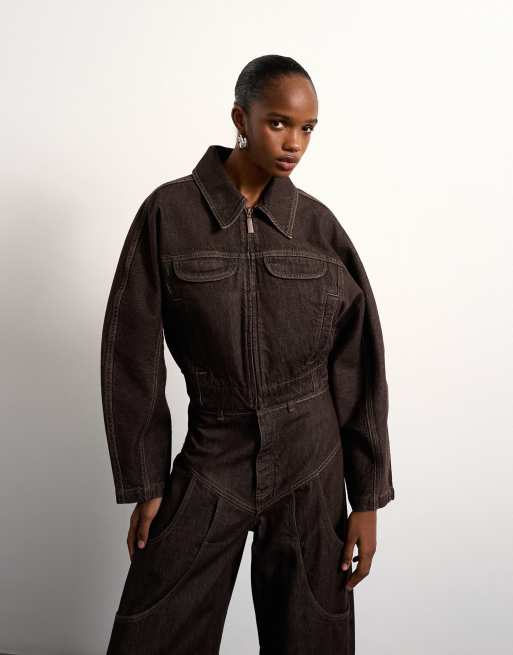 Topshop x Tolu Coker – Set in Braun mit Rinse-Waschung, 2 von 3