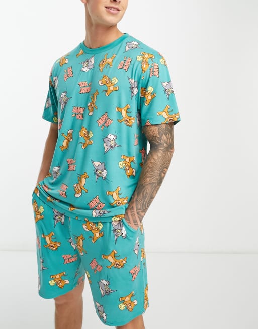 Tom And Jerry - Korte pyjamaset in blauwgroen