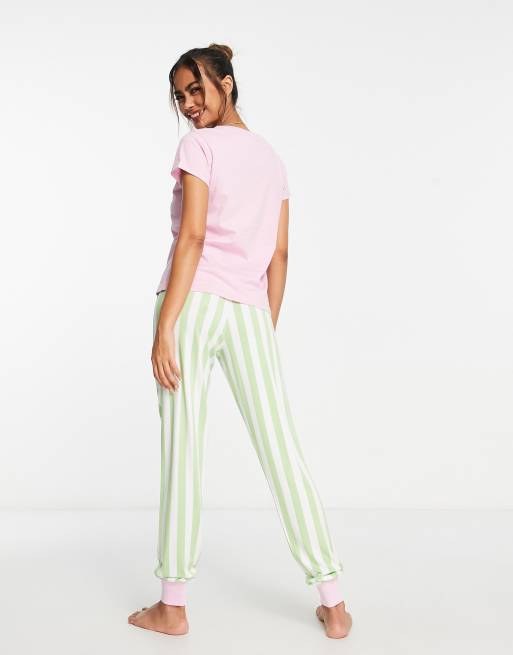 Pink and 2025 green pajama set