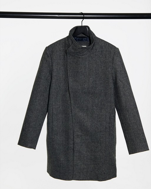Tom Tailor asymmetric coat in dark grey