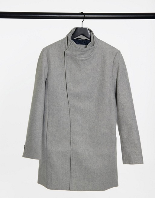Tom Tailor asymmetric coat in light grey
