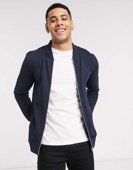 Ryg, ryg, ryg del guld I virkeligheden Tom Tailor bomber jacket in blue | ASOS