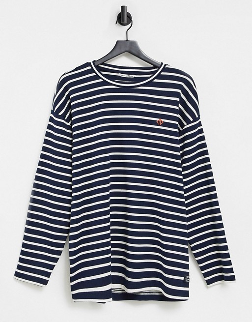 Tom Tailor boxy striped long sleeve t-shirt in navy