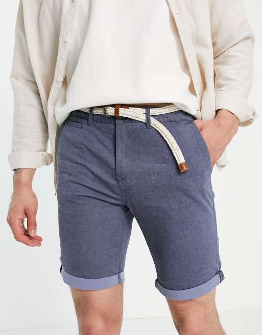 Tom Tailor - Chinoshort met ceintuur in blauw