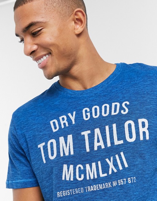 Tom Tailor crew neck logo t-shirt in blue