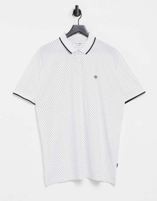 Tom Tailor Denim – Polohemd in Weiß mit durchgängigem Print