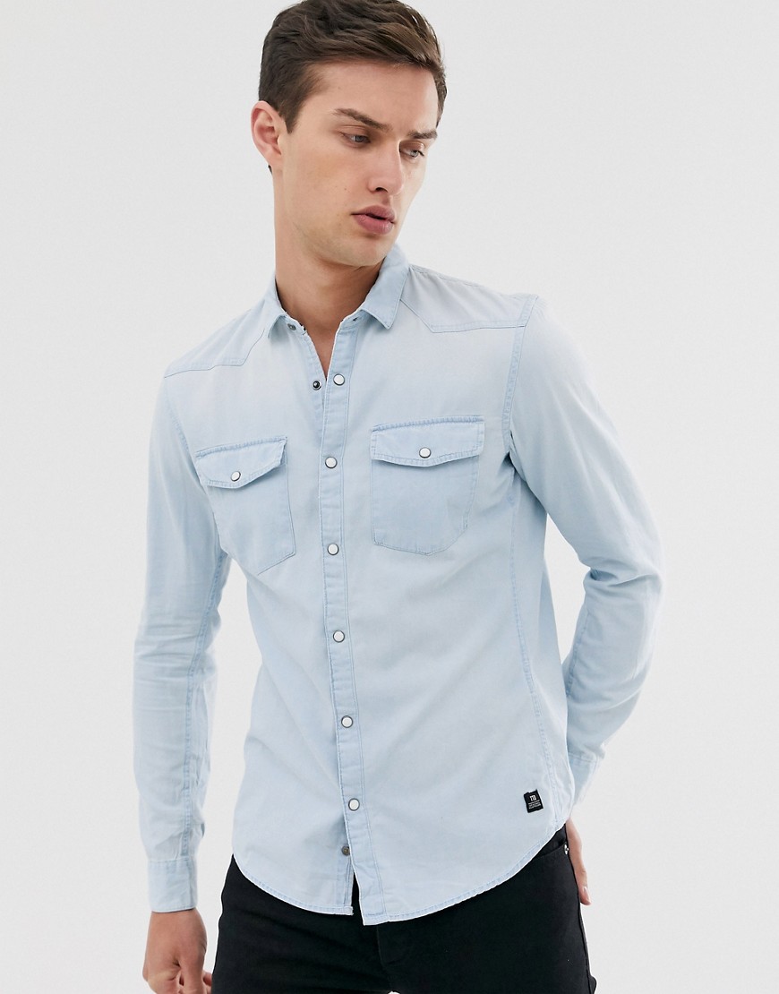 Tom Tailor - Denimskjorte i renset blue wash-Blå