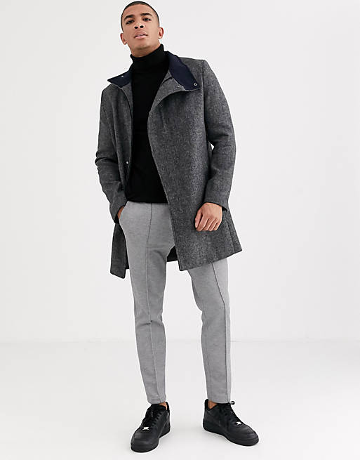 Tom Tailor funnel neck coat in wool mix | ASOS