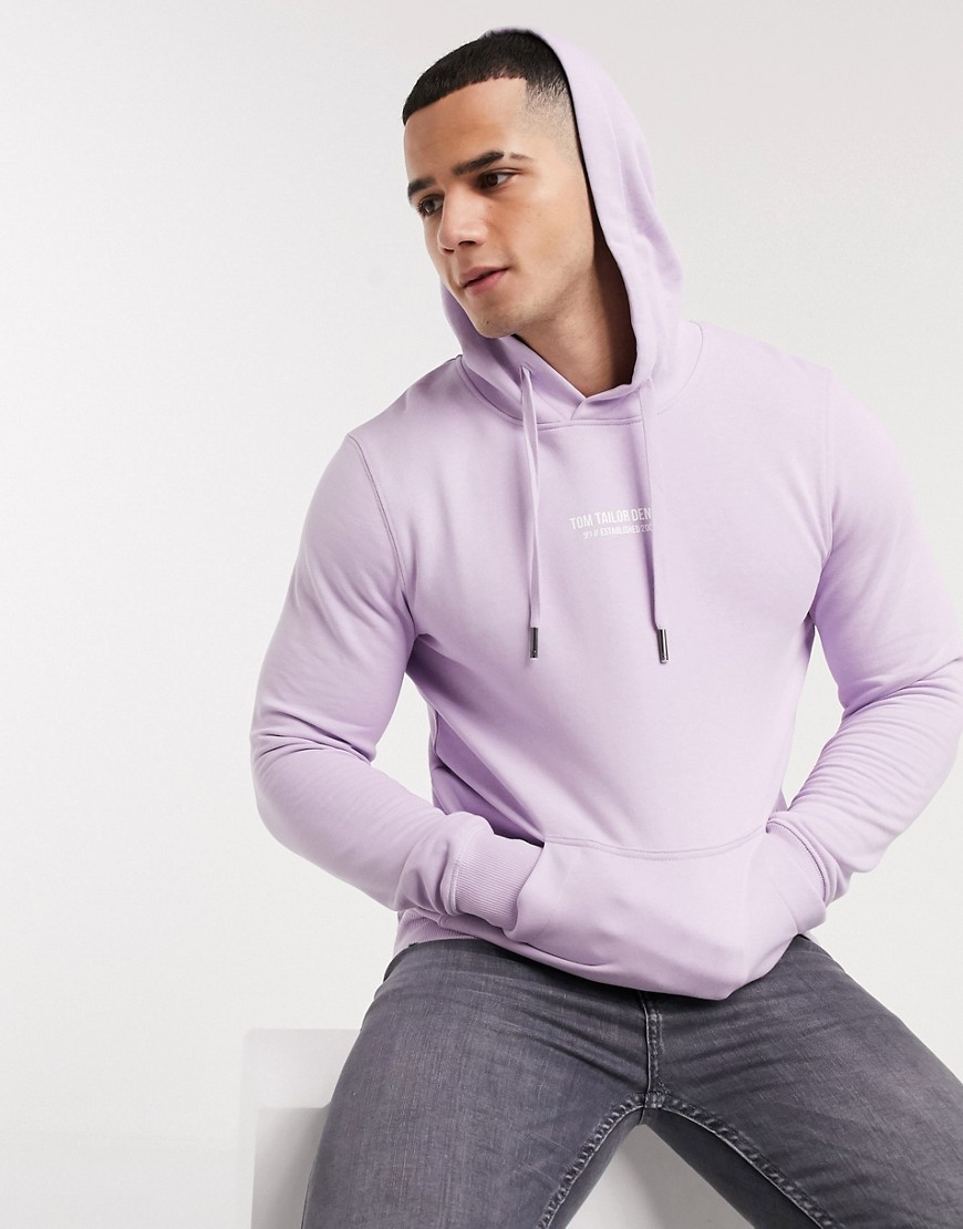 Tom Tailor hoodie with chest print in purple