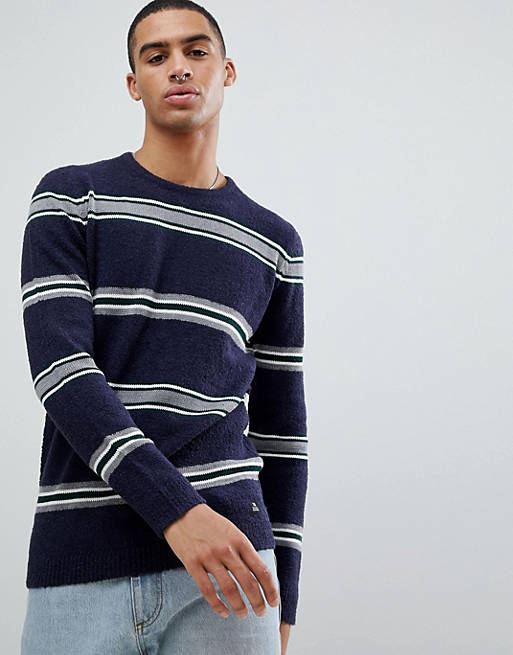 Tom Tailor knitted jumper in boucle wool mix with stripe | ASOS