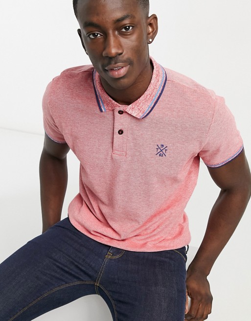Tom Tailor logo polo with contrast tipping in red