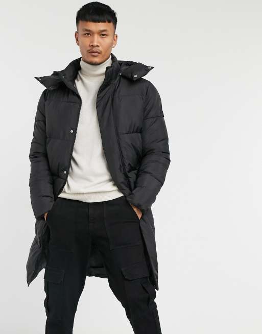 Tom Tailor longline puffer in black | ASOS