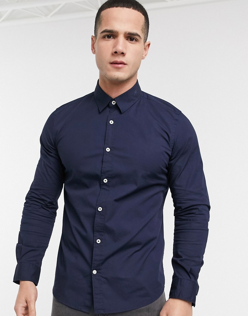 Tom Tailor – Marinblå enfärgad skjorta