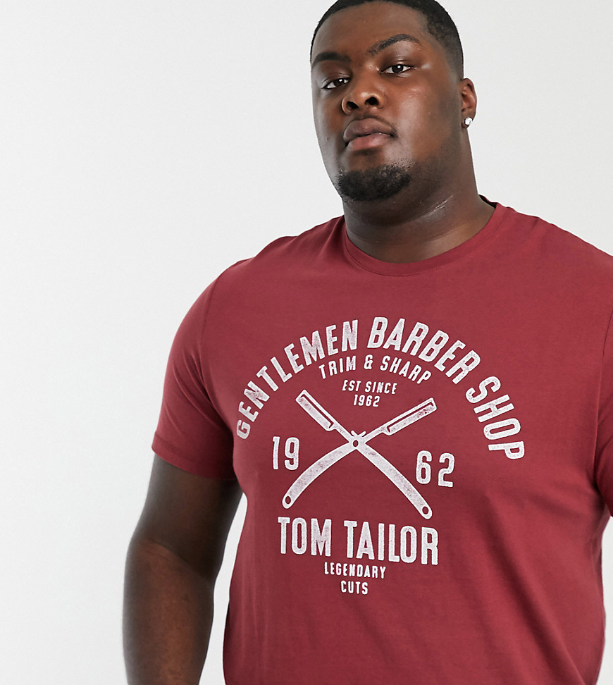 Tom Tailor Plus - T-shirt con scritta Barber Issue-Cuoio