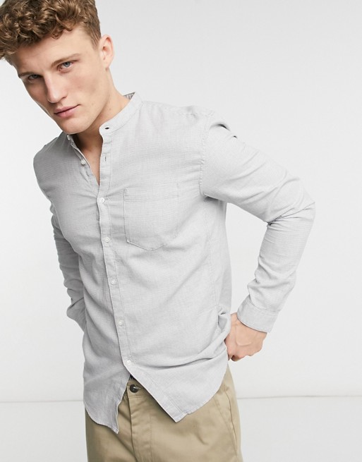 Tom Tailor shirt with grandad collar in off white