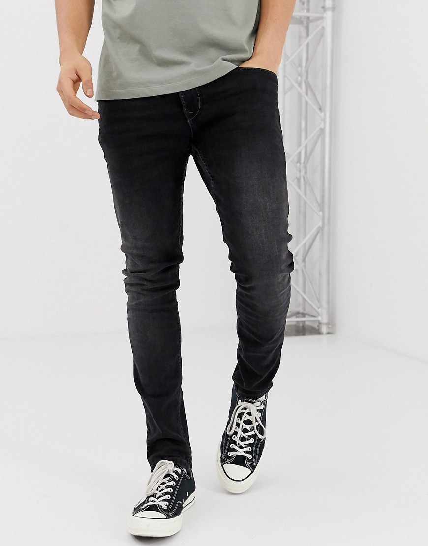 Tom Tailor skinny jeans med tæt pasform i black wash-Sort