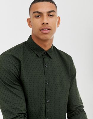 Tom Tailor - Slim-fit overhemd met paisleyprint in groen