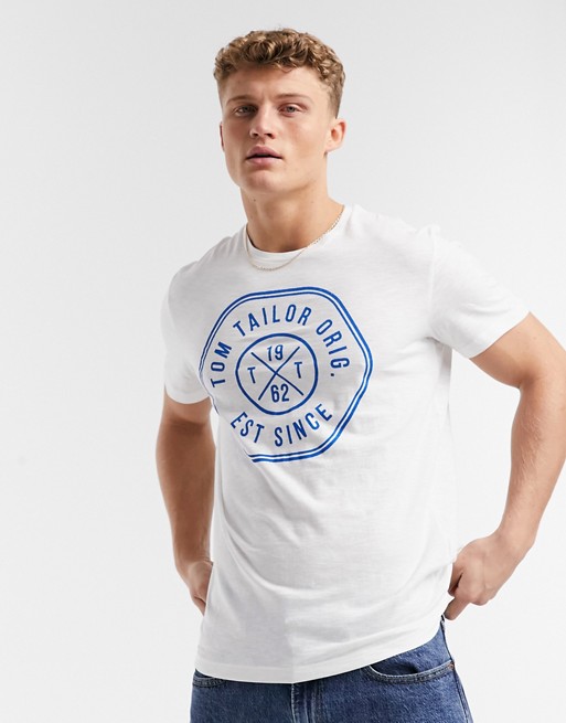Tom Tailor slub t-shirt with logo design in white