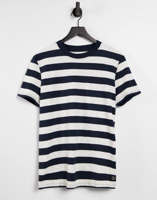 Tom Tailor - T-shirt à rayures - Bleu marine et blanc